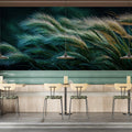Emerald Grass Oil Painting Mural — Impressionistic Nature Wall Decor Mural Wallpaper - room preview 02