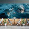 Crashing Ocean Wave Mural Wallpaper — Impressionistic Marine Art Mural Wallpaper - room preview 02