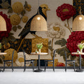 Chinoiserie Bird and Peony Mural Wallpaper — Traditional Floral Art Mural Wallpaper - room preview 02