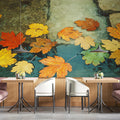 Autumn Maple Leaf Water Mural Wallpaper — Seasonal Nature Decor Mural Wallpaper - room preview 02