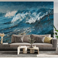 Crashing Ocean Wave Mural Wallpaper — Impressionistic Marine Art Mural Wallpaper - room preview 02