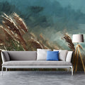 Wind Swept Pampas Grass Mural Wallpaper — Impressionistic Coastal Art Mural Wallpaper - room preview 02