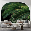 Impasto Palm Leaf Mural Wallpaper —Moody Botanical Art Mural Wallpaper - room preview 02