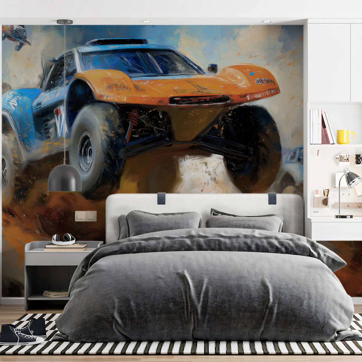 Off-Road Rally Racing Mural Wallpaper — Impressionist Oil Style Mural Wallpaper - room preview 02