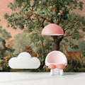 Vintage Forest Deer and Rose Botanical Mural Wallpaper - room preview 02