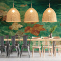 Floating Maple Leaves on Turquoise Water Mural Wallpaper - room preview 02