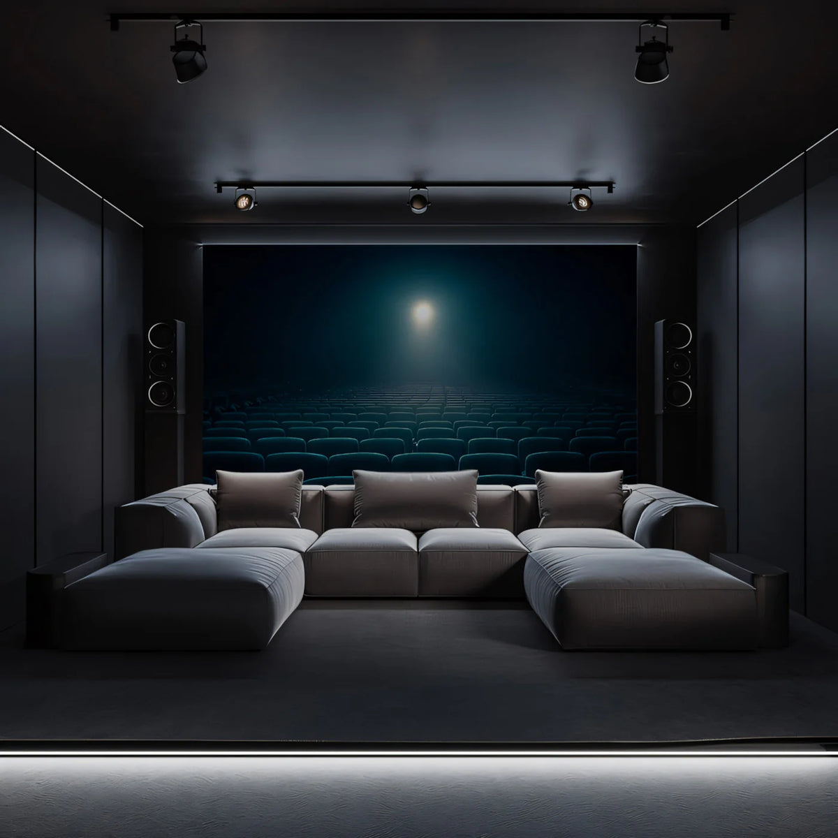 Empty Cinema Seating Mural Wallpaper — Moody Spotlight Perspective Mural Wallpaper - room preview 02
