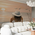 Coastal Sunset Dream Mural Wallpaper — Soft Painted Beach Landscape Mural Wallpaper - room preview 02