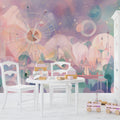 Abstract Celestial Fairground Mural - Dreamy Pastel Galaxy Wall Decor Mural Wallpaper - room preview 02