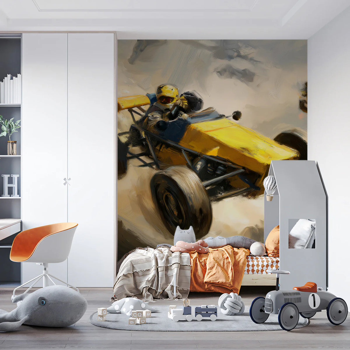 Off-Road Racing Mural Wallpaper — Dynamic Oil Painting Style Mural Wallpaper - room preview 02