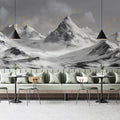 Starry Mountain Landscape Mural Wallpaper — Monochrome Artistic Decor Mural Wallpaper - room preview 02