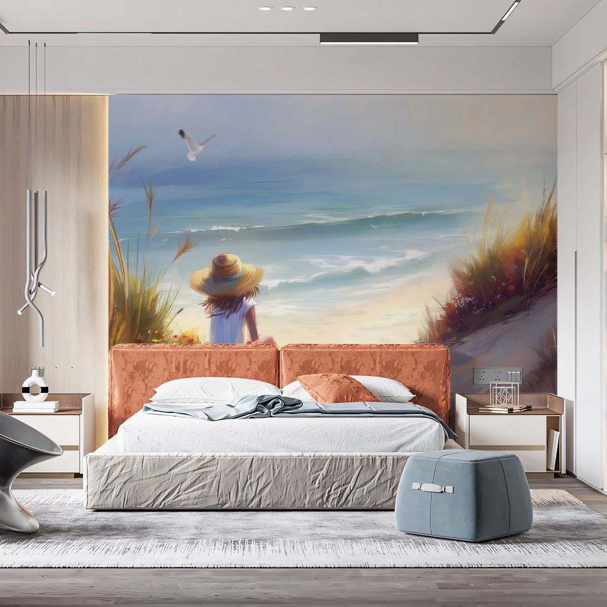 Coastal Dune Landscape Mural Wallpaper — Oil Painting Art Style Mural Wallpaper - room preview 02
