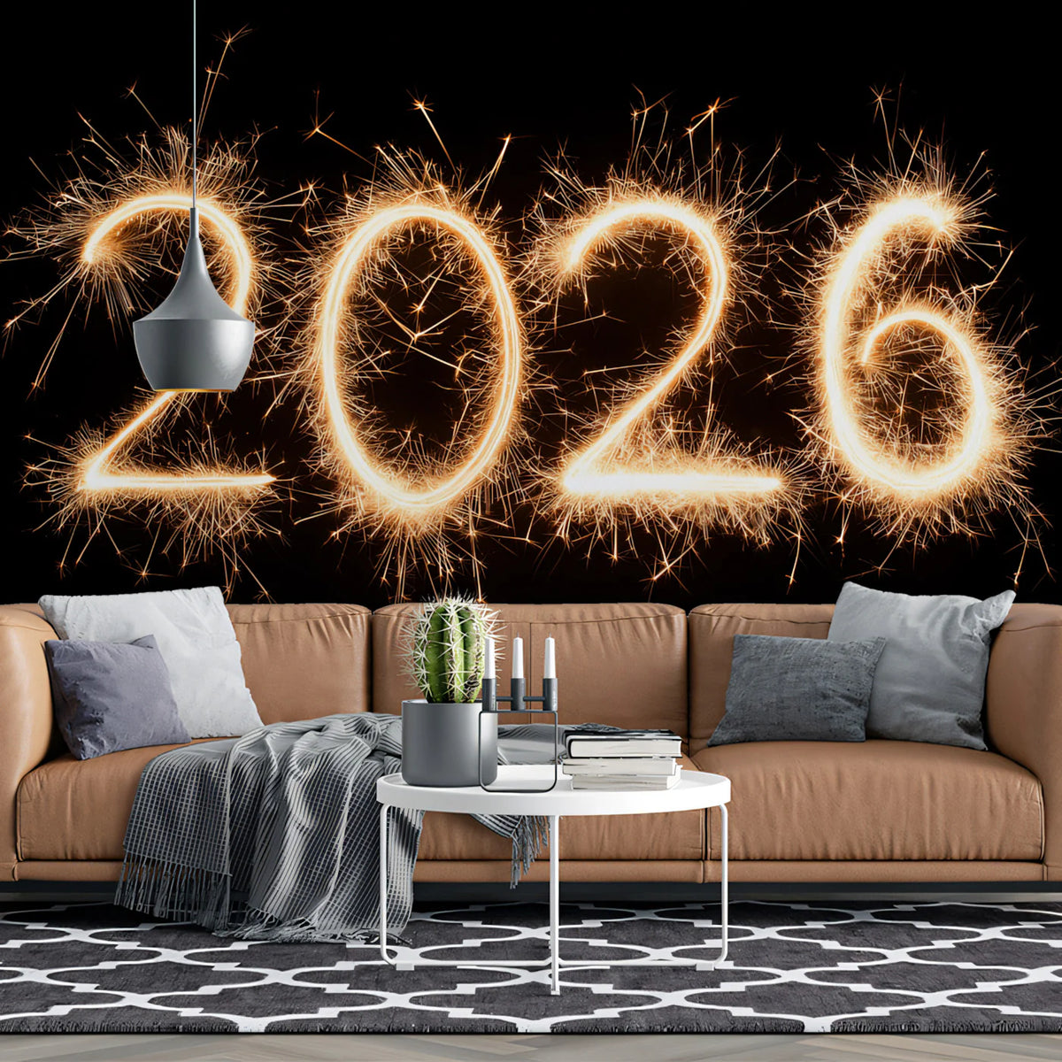 2026 Sparkler Typography Mural Wallpaper — Bold Celebration Decor Mural Wallpaper - room preview 02