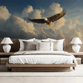 Soaring Bald Eagle Above Clouds Mural Wallpaper — Artistic Sky Design Mural Wallpaper - room preview 02