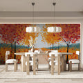 Autumn Pathway Impressionist Mural — Vibrant Seasonal Tree Decor Mural Wallpaper - room preview 02
