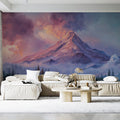 Ethereal Alpine Sunset Mural Wallpaper — Impressionistic Mountain Mural Wallpaper - room preview 02
