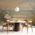 Coastal Dune Sunset Mural Wallpaper — Dreamy Oil Painting Scene Mural Wallpaper - room preview 02