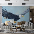 Soaring Bald Eagle Mural Wallpaper — Impasto Oil Painting Style Mural Wallpaper - room preview 02