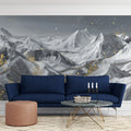Starry Mountain Peak Mural Wallpaper — Artistic Monochrome Decor Mural Wallpaper - room preview 02
