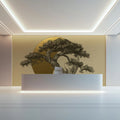 Golden Zen Bonsai Tree Mural Wallpaper — Minimalist Fine Art Mural Wallpaper - room preview 02