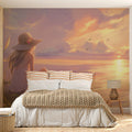 Dreamy Sunset Shore Mural Wallpaper — Whimsical Coastal Scene Mural Wallpaper - room preview 02