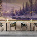 Misty Winter River Mural Wallpaper — Ethereal Snowy Landscape Mural Wallpaper - room preview 02