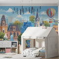 European Village Street Mural Wallpaper in Storybook Colors Mural Wallpaper - room preview 02