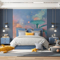 Floating City Watercolor Mural Wallpaper — Ethereal Skyscape Mural Wallpaper - room preview 02