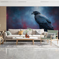 Midnight Eagle Wildlife Mural Wallpaper — Painterly Moody Decor Mural Wallpaper - room preview 02
