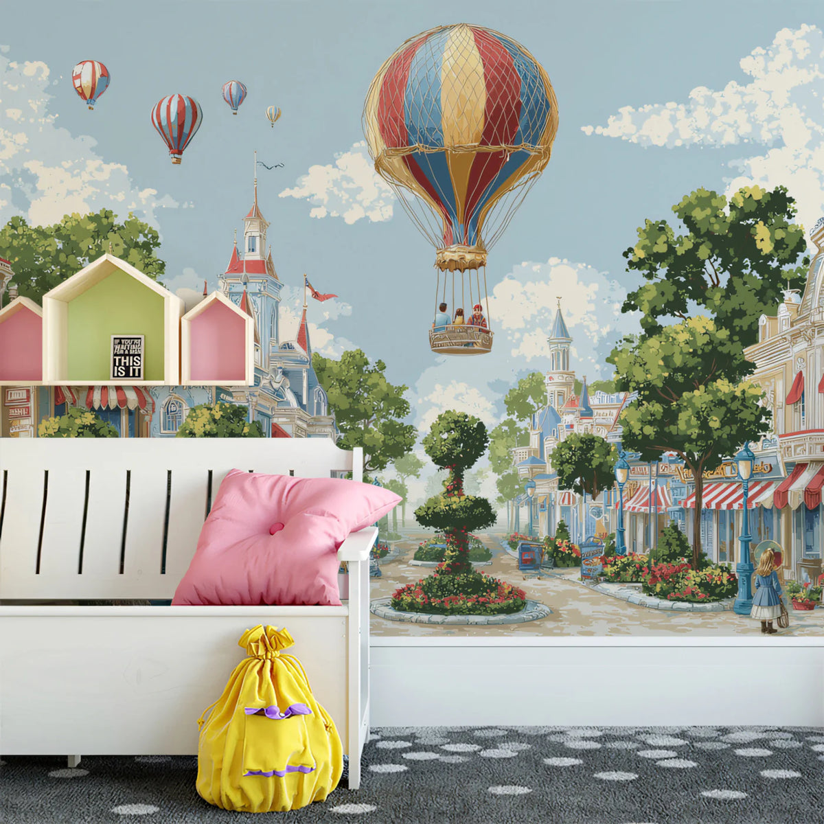 Victorian Townscape Mural Wallpaper — Whimsical Fantasy Adventure Mural Wallpaper - room preview 02