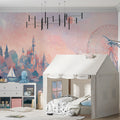 Celestial Fairground Mural Wallpaper — Whimsical Pastel Landscape Mural Wallpaper - room preview 02
