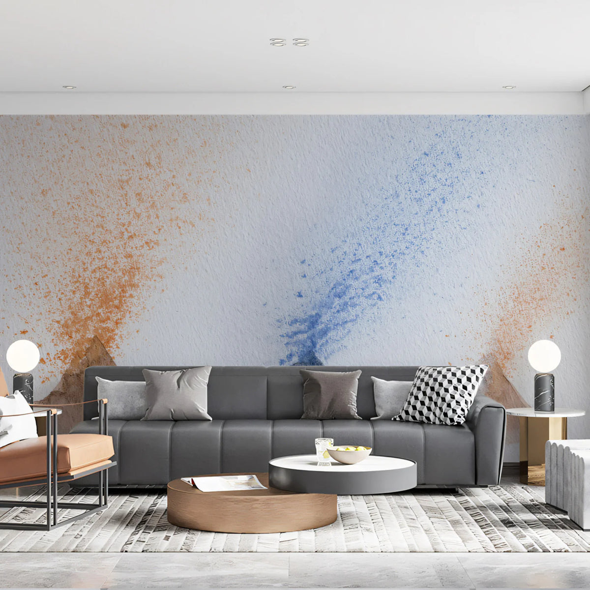 Abstract Mountain Peaks Mural Wallpaper — Watercolor Art Mural Wallpaper - room preview 02