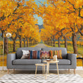 Golden Autumn Orchard Mural Wallpaper — Impressionistic Landscape Mural Wallpaper - room preview 02