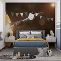 Interstellar Rocket Launch Mural Wallpaper — Cinematic Space Design Mural Wallpaper - room preview 02