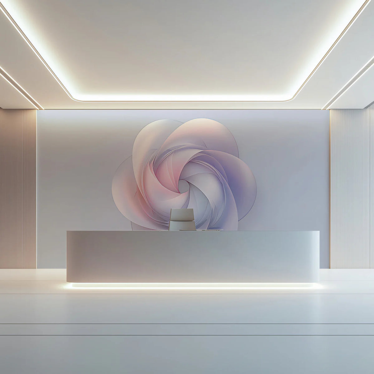 Abstract Petal Swirl Mural Wallpaper — Soft Geometric Floral Mural Wallpaper - room preview 02