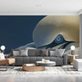 Gannet Macro Portrait Mural Wallpaper — Minimalist Nature Decor Mural Wallpaper - room preview 02