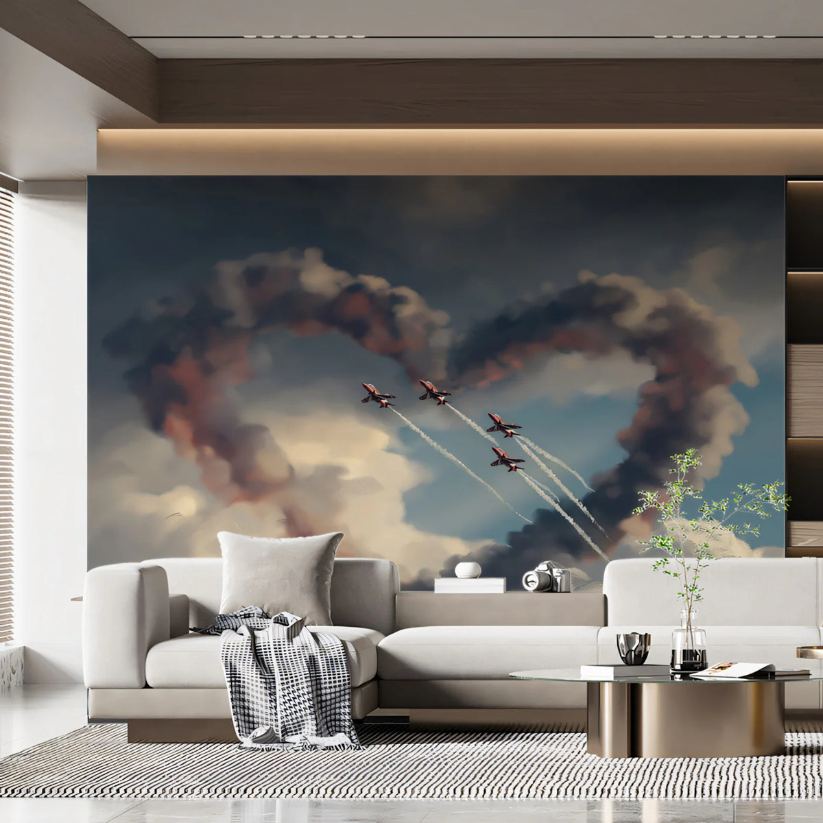 Aviation Heart Sky Mural Wallpaper — Painterly Cloud Adventure Mural Wallpaper - room preview 02