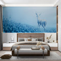 Digital Mesh Deer Mural Wallpaper — Ethereal Blue Forest Landscape Mural Wallpaper - room preview 02