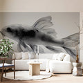 Transparent Koi Fish Mural Wallpaper — Minimalist Ink Style Mural Wallpaper - room preview 02