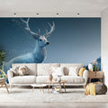 Glacial Deer Mural Wallpaper — Alpine Winter Wildlife Scene Mural Wallpaper - room preview 02