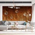 Warm Earthy Moss & Spores Wall Mural Impressionist Nature Texture & Golden Amber Botanical Art Mural Wallpaper - room preview 02