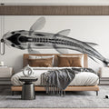 Koi X-Ray Anatomy Mural Wallpaper — Scientific Monochrome Minimalist Mural Wallpaper - room preview 02