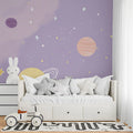 Pastel Galaxy Mural Wallpaper — Whimsical Celestial Space Design Mural Wallpaper - room preview 02