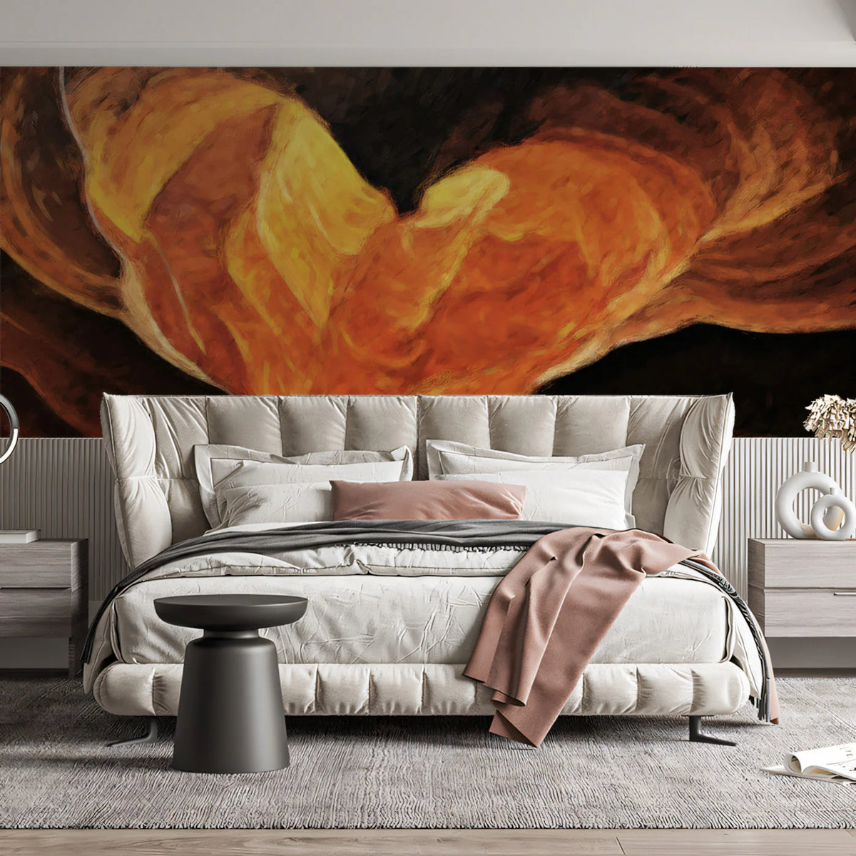 Abstract Amber Heart Mural Wallpaper — Impressionist Wall Art Mural Wallpaper - room preview 02