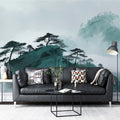 Mist-Shrouded Pine Mountain Mural Wallpaper — Ink Wash Landscape Mural Wallpaper - room preview 02