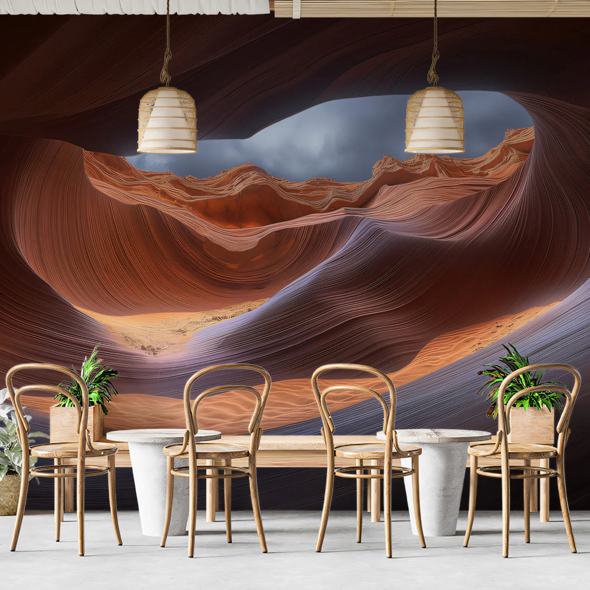 Antelope Canyon Sandstone Mural Wallpaper — Fluid Earthy Curves Mural Wallpaper - room preview 02