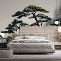 Zen Mountain Pine Mural Wallpaper — Ink Wash Landscape Mural Wallpaper - room preview 02