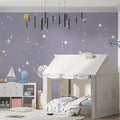 Pastel Galaxy Mural Wallpaper —Whimsical Hand-Drawn Planets Mural Wallpaper - room preview 02