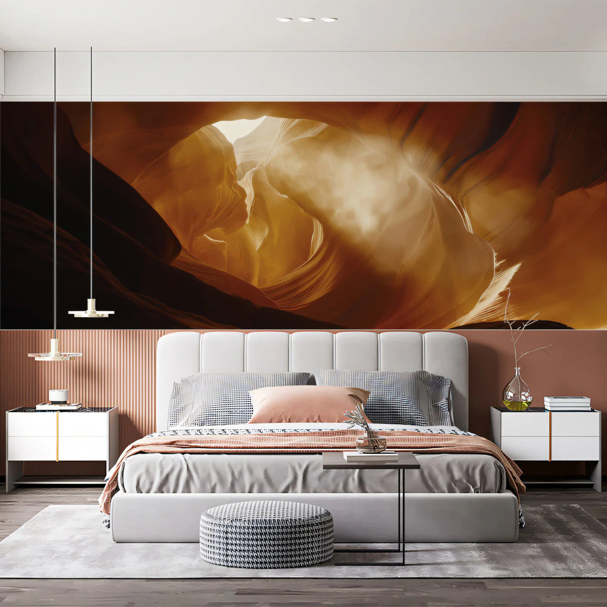 Antelope Canyon Sandstone Mural Wallpaper — Warm Desert Flow Mural Wallpaper - room preview 02