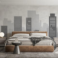 Minimalist Cityscape Mural Wallpaper — Urban Architectural Skyline Mural Wallpaper - room preview 02